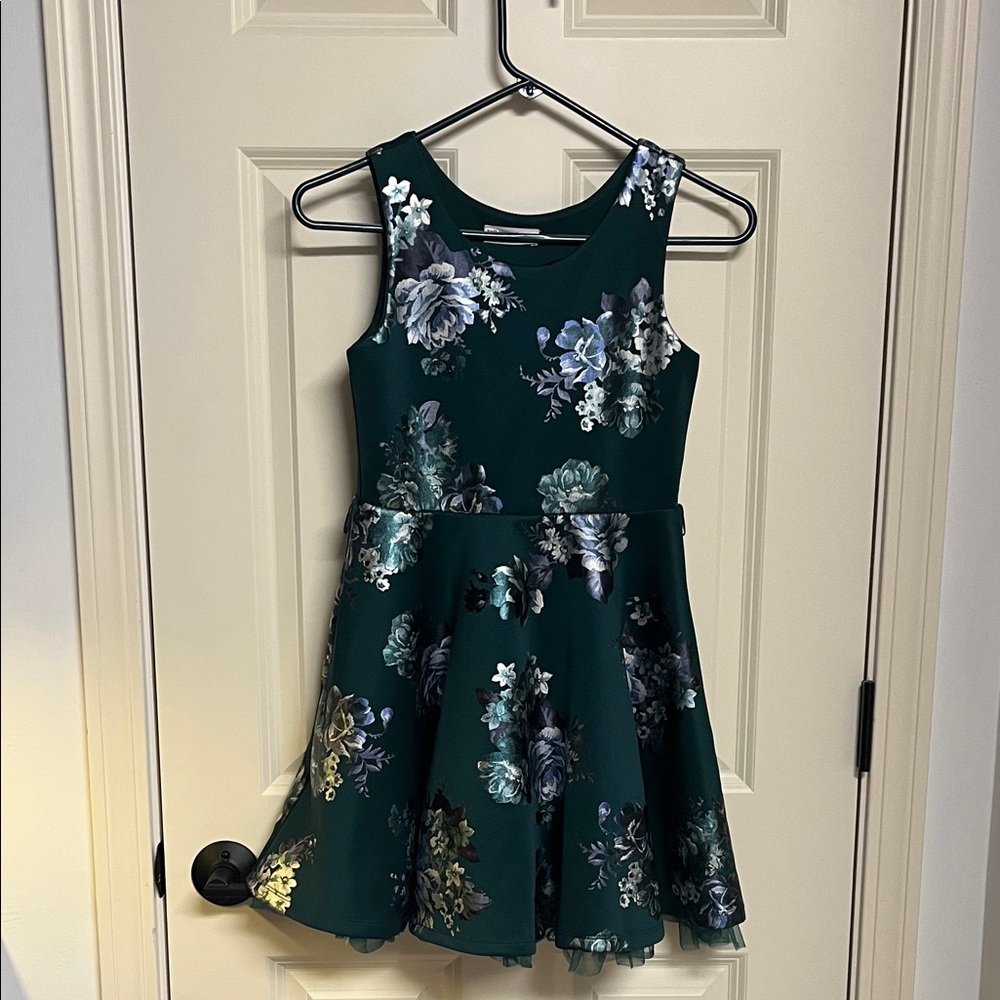 Knitworks Dark Green Floral Kids Dress